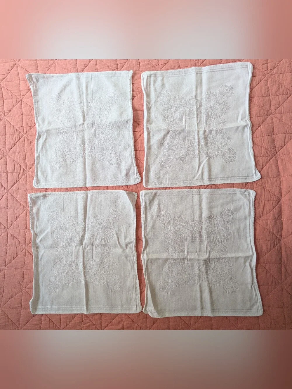 Elegant Vintage White Damask Napkins